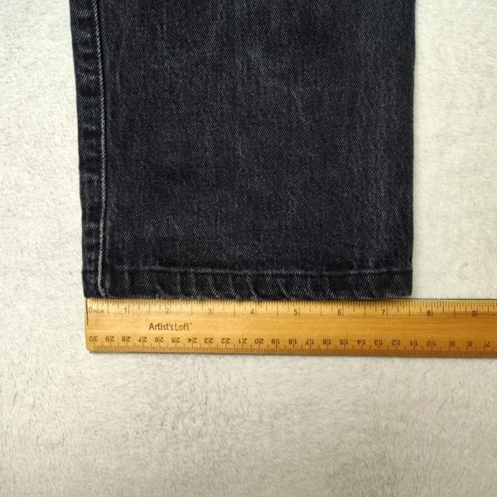 Levis 501 Jeans Mens 34x29 Black Straight Charcoal Wash Distressed Button Fly